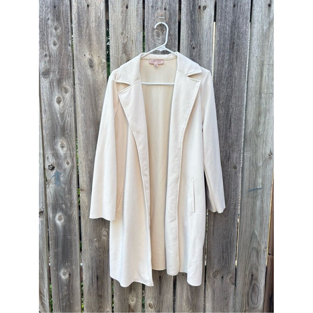 Women's Cream Open-Front Trench Cardigan